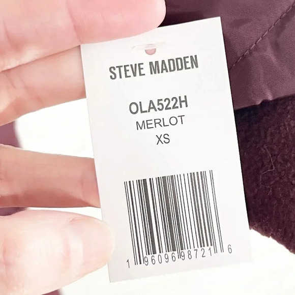Steve Madden Merlot Long Puffer Coat Synthetic Removable Hood Women's XS NEW - Picture 10 of 13